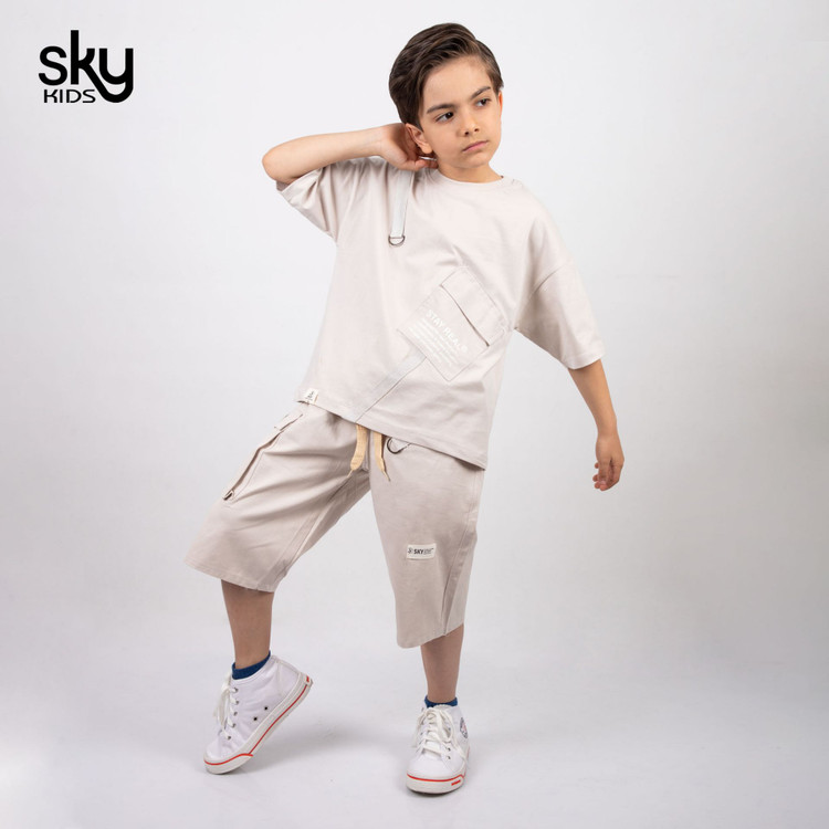 تیشرت و شلوارک پسرانه از برند sky با شلوارک کتان
