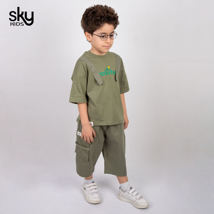 تیشرت و شلوارک پسرانه از برند sky با شلوارک کتان