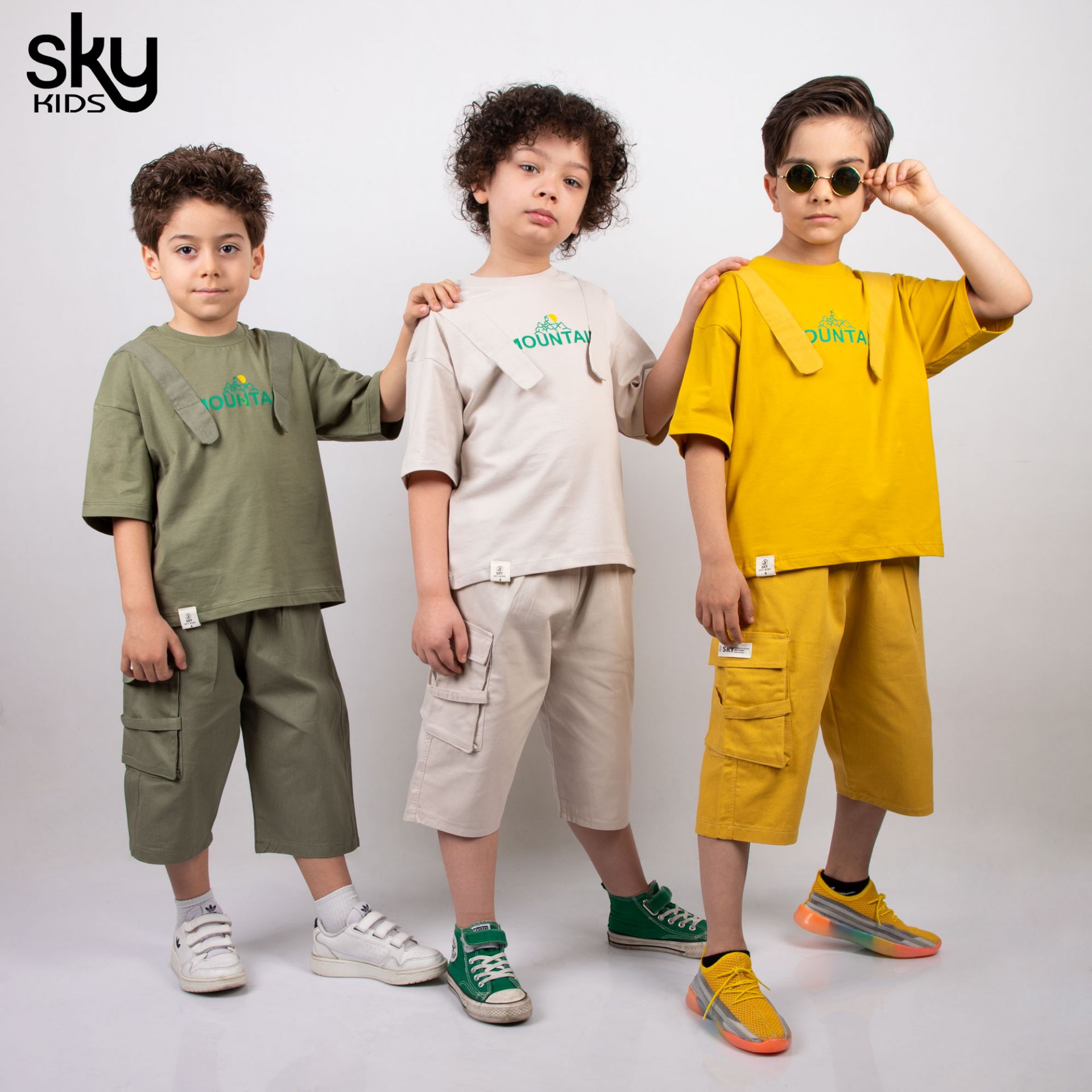 تیشرت و شلوارک پسرانه از برند sky با شلوارک کتان