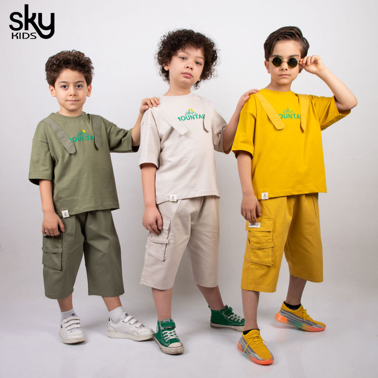 تیشرت و شلوارک پسرانه از برند sky با شلوارک کتان
